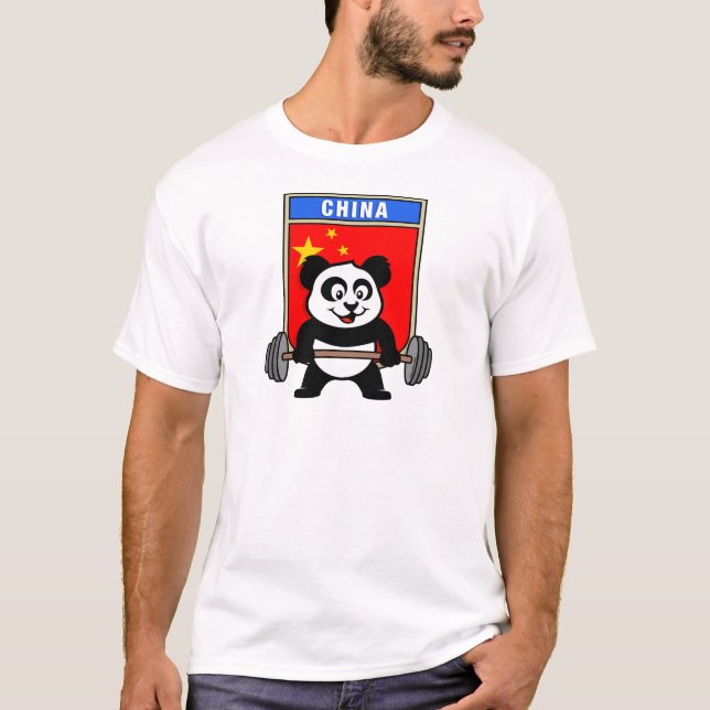 Camiseta Panda de elevación de pesas de China (Anverso)