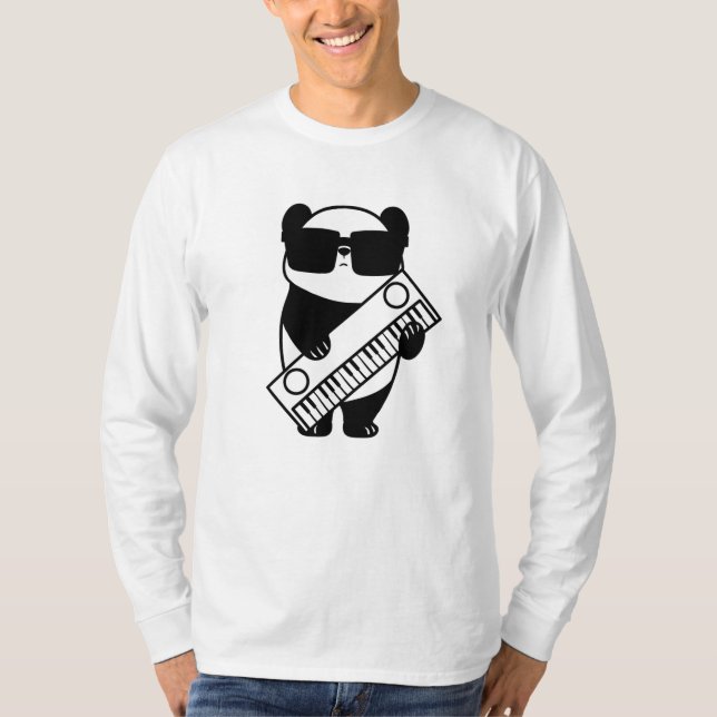 Camiseta Panda de instrumentos de teclado sintetizador (Anverso)