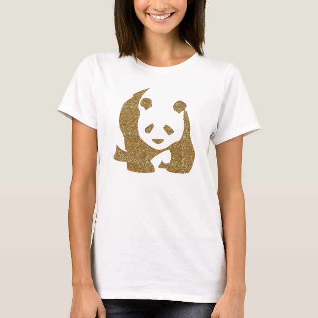 Camiseta Panda de oro del purpurina (Anverso)
