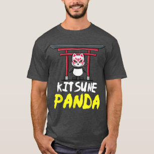 Camiseta Panda de Otaku llevando una máscara de kitsune J t