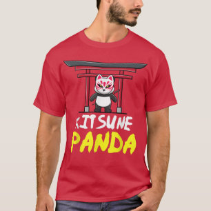 Camiseta Panda de Otaku llevando una máscara de kitsune J t