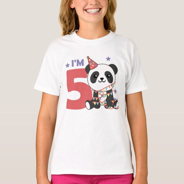Camiseta Panda De Quinto Cumpleaños Para Niños 5 Años Camis (Anverso)