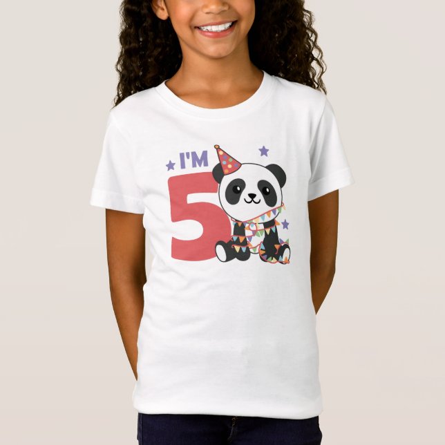 Camiseta Panda De Quinto Cumpleaños Para Niños 5 Años Camis (Anverso)