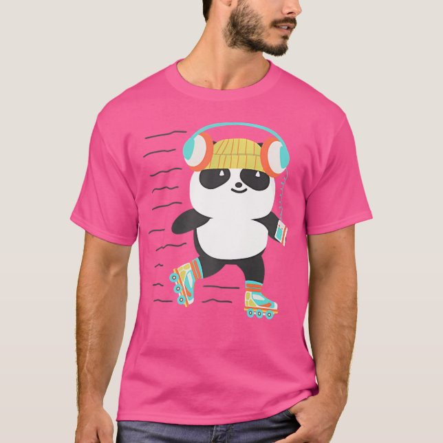 Camiseta Panda de Roller Derby en patines (Anverso)