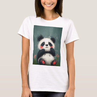 Camiseta Panda de rubefacción suave - Pintura digital