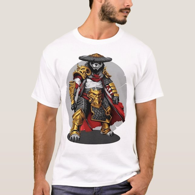 Camiseta Panda de Samurai Dorado: Guerrero de la Elegancia (Anverso)