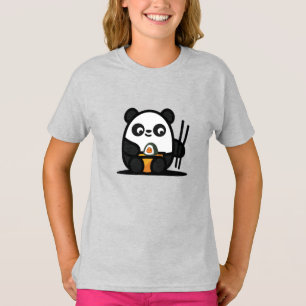 Camiseta Panda De Sushi Kawaii Mono
