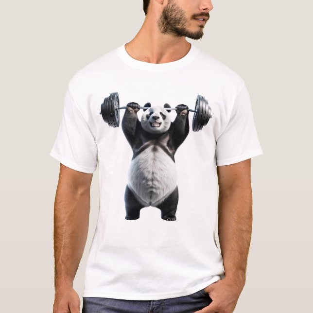 Camiseta Panda Deadlift Halterofilia Funny Fitness (Anverso)