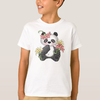 Camiseta Panda del bebé con las flores