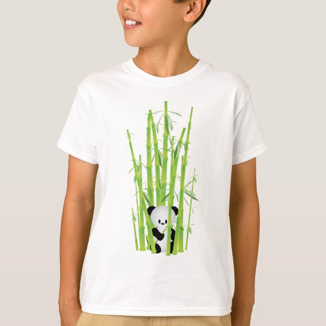 Camiseta Panda del bebé en el bosque de bambú (Anverso)