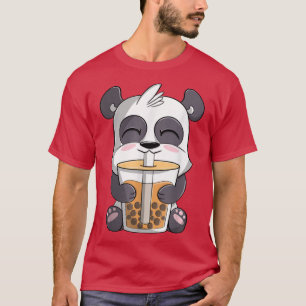 Camiseta panda divertido lindo Kawaii Anime Panda Beber Bob