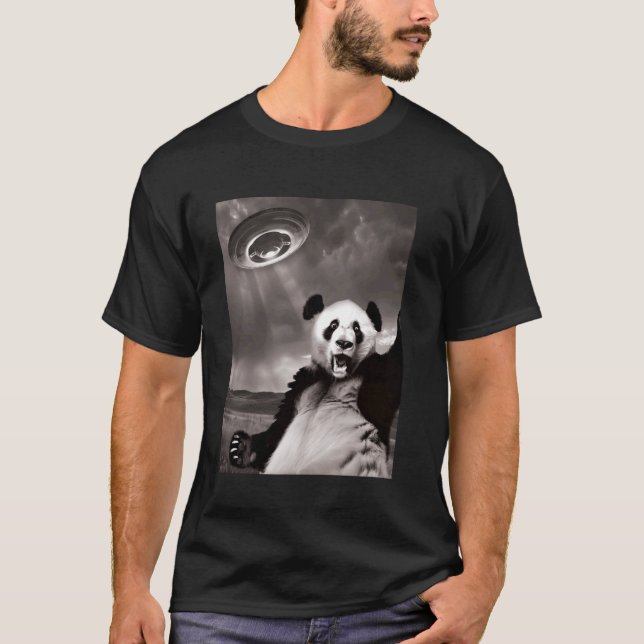 Camiseta Pandá Divertido Ovni Selfie (Anverso)