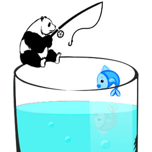 Camiseta Panda Divertido Pescando En Un Vaso De Agua