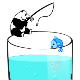 Camiseta Panda Divertido Pescando En Un Vaso De Agua