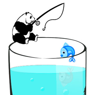 Camiseta Panda Divertido Pescando En Un Vaso De Agua