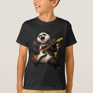 Camiseta Panda Divertido Tocando Guitarra Rock and Roll par