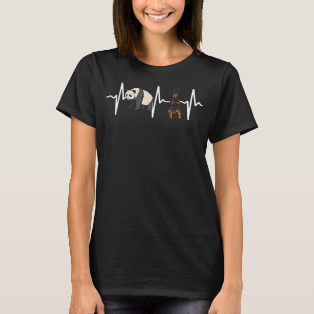 Camiseta Panda Doberman Pinscher Heartbeat Dog (Anverso)