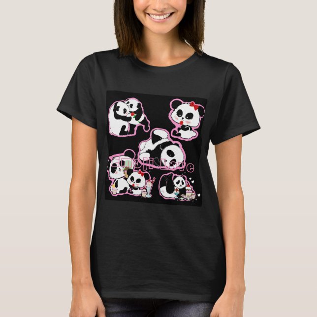Camiseta Panda Doodles Kawaii (Anverso)