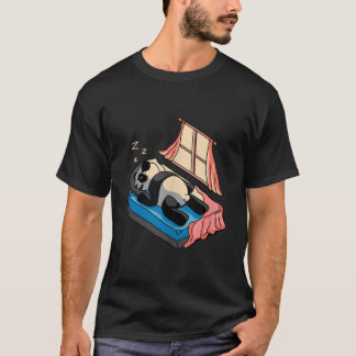 Camiseta Panda duerme en una cama en el dormitorio boca aba