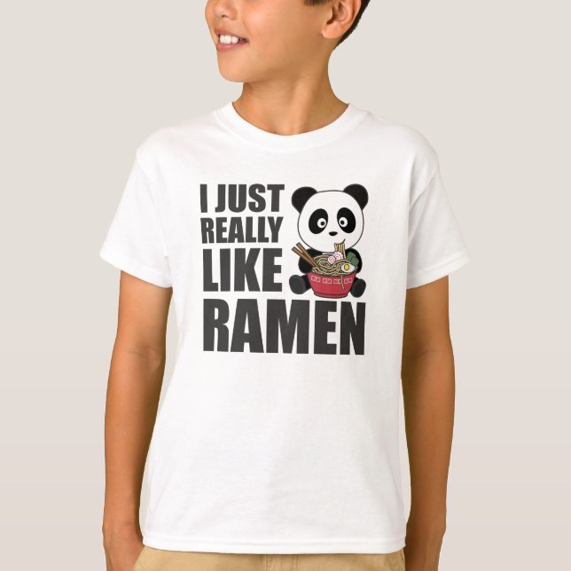 Camiseta Panda dulce de fideos japoneses de Ramen come Rame (Anverso)