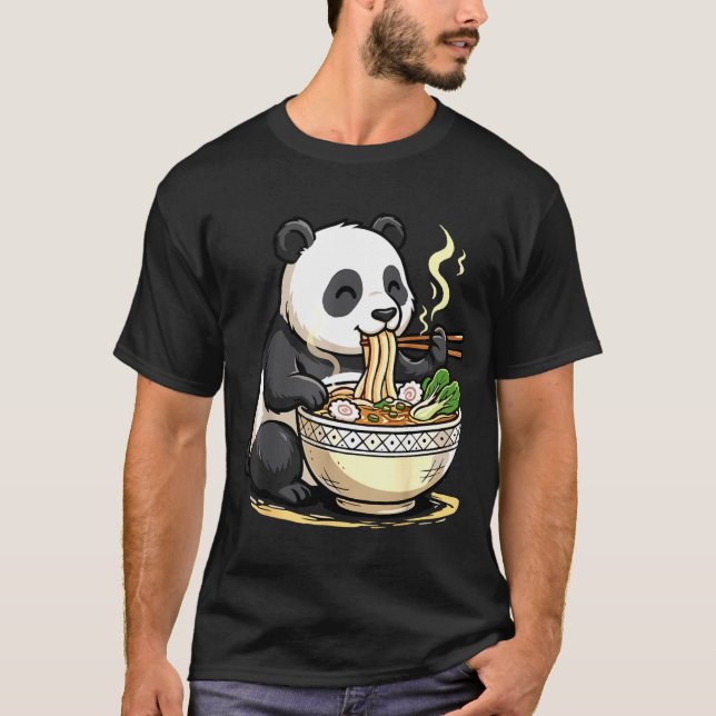 Camiseta Panda Eating Funny Ramen Noodles  (Anverso)