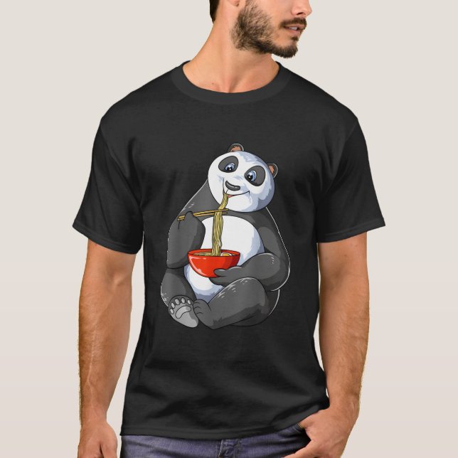 Camiseta Panda Eating Ra Noodles Kawaii Japanese Panda (Anverso)
