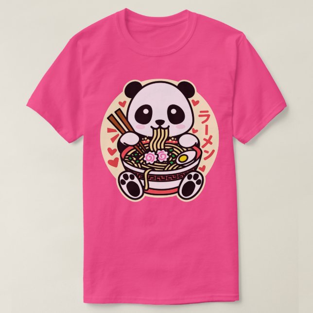 Camiseta Panda Eating Ramen Cute Kawaii Design (Diseño del anverso)