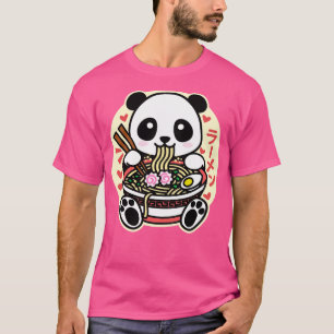 Camiseta Panda Eating Ramen Cute Kawaii Design