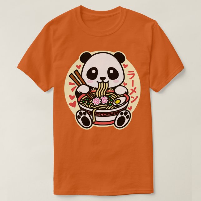 Camiseta Panda Eating Ramen Cute Kawaii Design (Diseño del anverso)