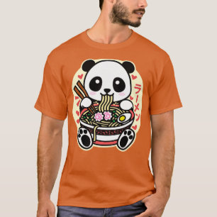 Camiseta Panda Eating Ramen Cute Kawaii Design