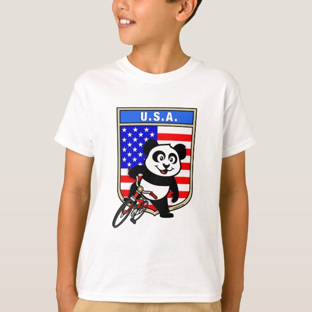 Camiseta Panda en bicicleta de Estados Unidos (Anverso)