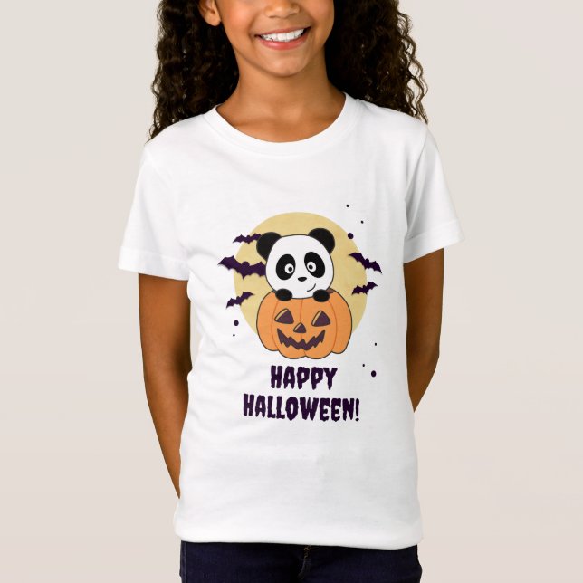 Camiseta Panda En Calabaza Dulce Pandas Feliz Halloween (Anverso)