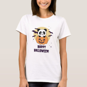 Camiseta Panda En Calabaza Dulce Pandas Feliz Halloween