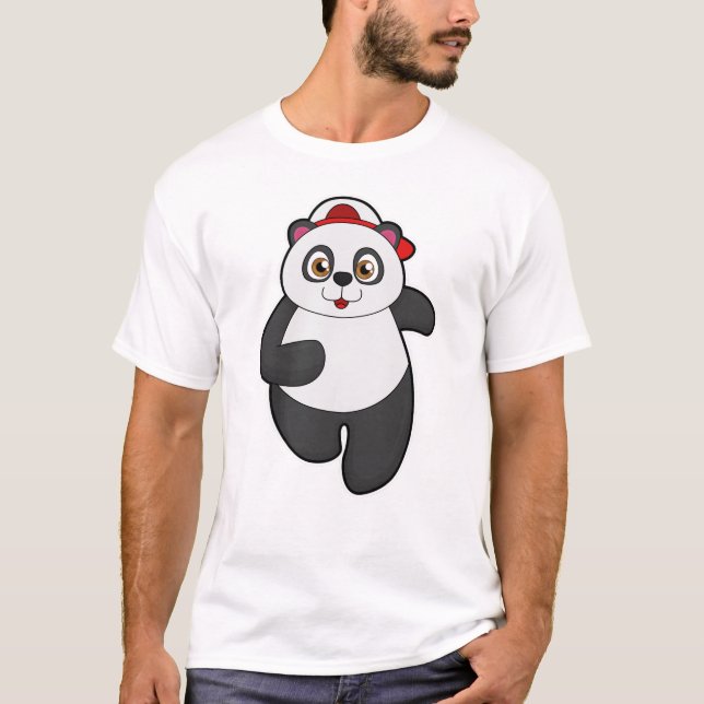 Camiseta Panda en carrera con gorra (Anverso)