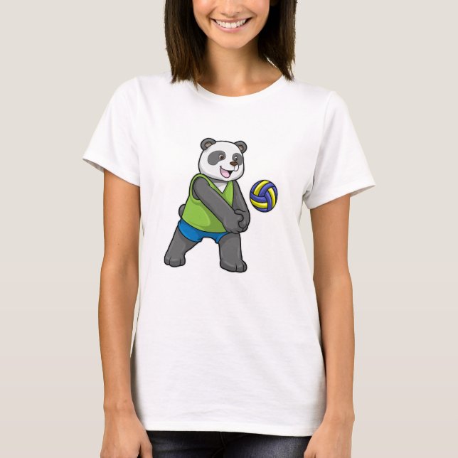 Camiseta Panda en Deportes con Voleibol (Anverso)