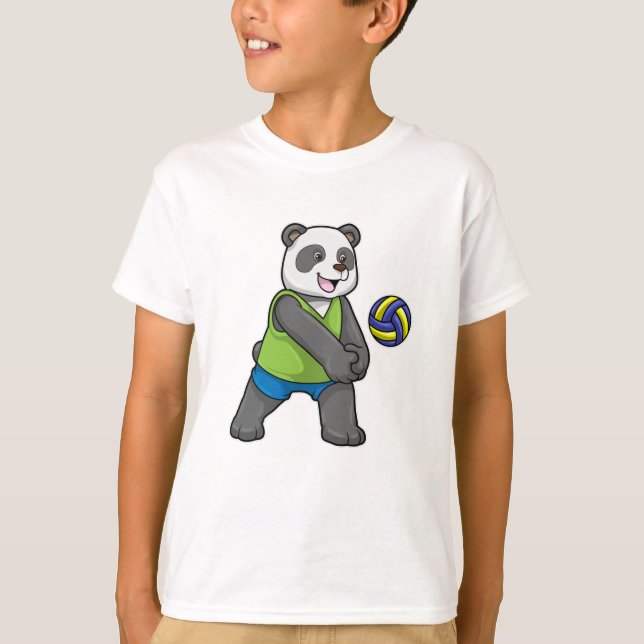 Camiseta Panda en Deportes con Voleibol (Anverso)