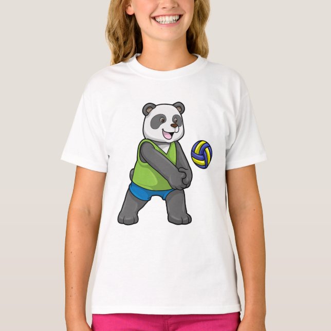 Camiseta Panda en Deportes con Voleibol (Anverso)