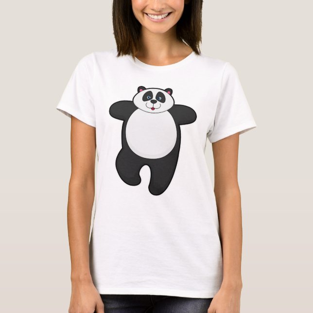 Camiseta Panda en ejercicio de Stretching de Yoga (Anverso)