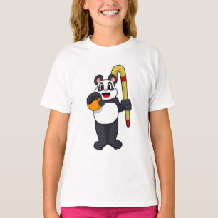 Camiseta Panda en hockey con bate de hockey