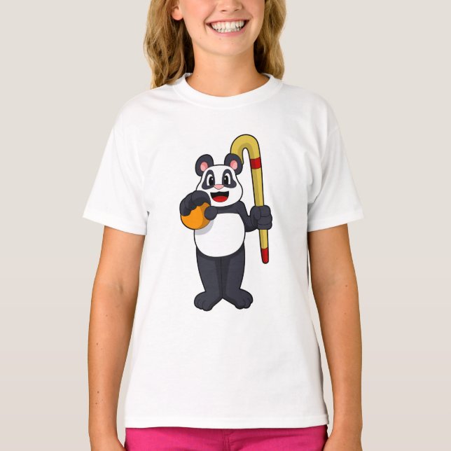 Camiseta Panda en hockey con bate de hockey (Anverso)