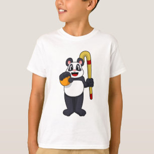 Camiseta Panda en hockey con bate de hockey