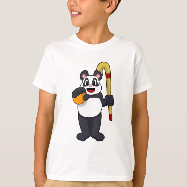 Camiseta Panda en hockey con bate de hockey (Anverso)