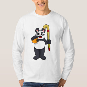 Camiseta Panda en hockey con bate de hockey