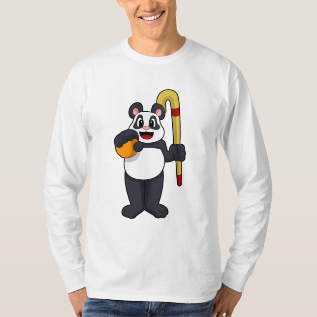 Camiseta Panda en hockey con bate de hockey (Anverso)