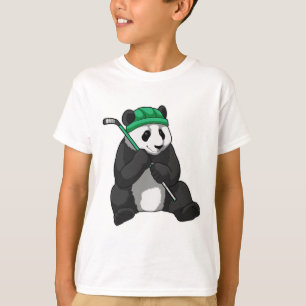 Camiseta Panda en hockey sobre hielo con bastón de hockey s
