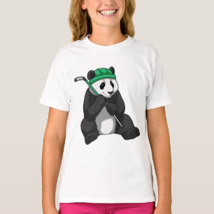 Camiseta Panda en hockey sobre hielo con bastón de hockey s