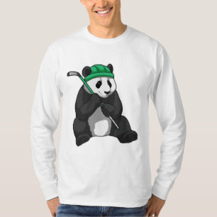 Camiseta Panda en hockey sobre hielo con bastón de hockey s