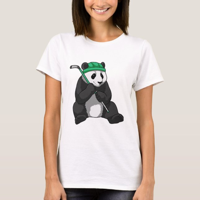 Camiseta Panda en hockey sobre hielo con bastón de hockey s (Anverso)