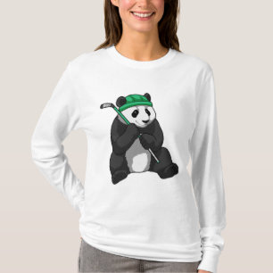 Camiseta Panda en hockey sobre hielo con bastón de hockey s