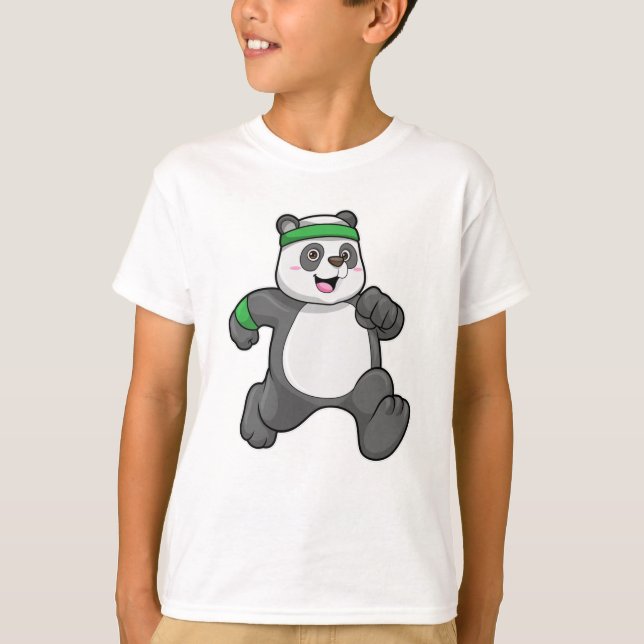 Camiseta Panda en Jogging with Headband y Sweatband (Anverso)